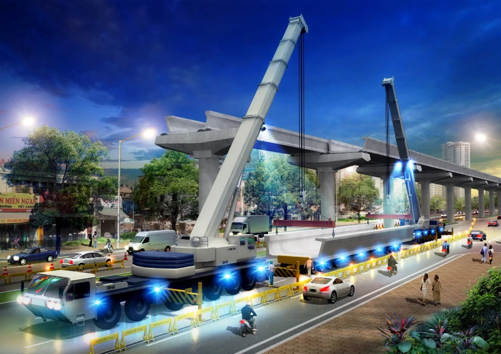 Phoi canh duong tren cao cua tuyen metro 33.000 ty o Ha Noi hinh anh 5