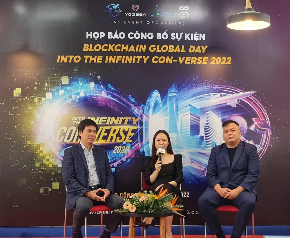 Họp báo chính thức công bố sự kiện Blockchain Global day 2022 vào sáng 7-7. Ảnh: NV