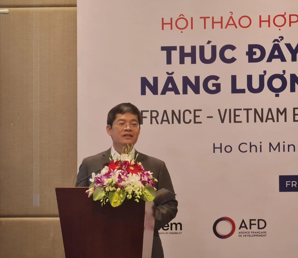 Ông Nguyễn Tài Anh, Phó Tổng giám đốc tập đoàn điện lực Việt Nam phát biểu tại hội thảo. Ảnh: NC