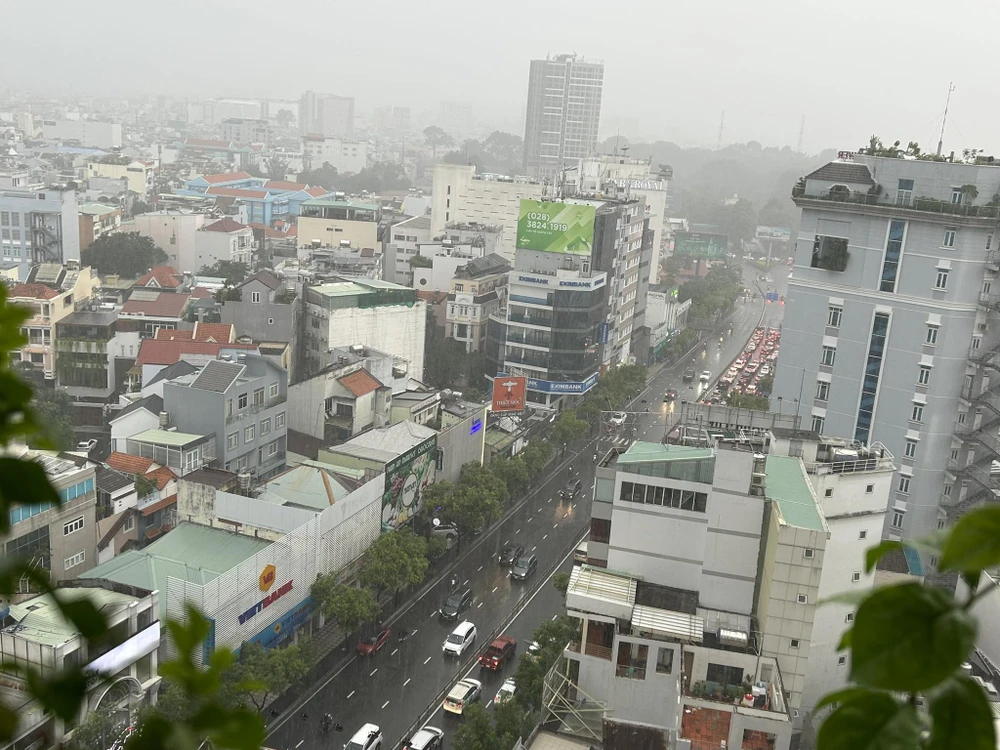 Mưa lớn ở quận Tân Bình, TP.HCM chiều 28-6. Ảnh: PD