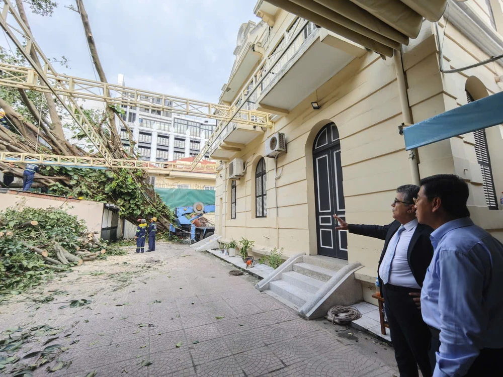 Lãnh đạo UBND TP.HCM động viên đội chi viện cứu hộ cây xanh tại Hà Nội