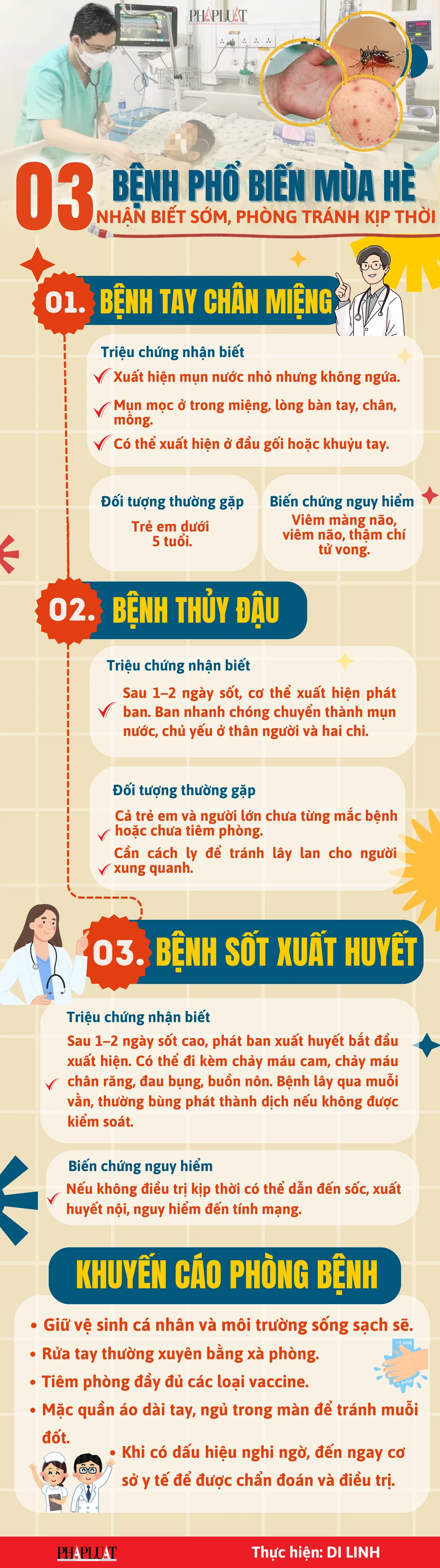Infographic: Tay chân miệng, thủy đậu, sốt xuất huyết vào mùa, không chủ quan!