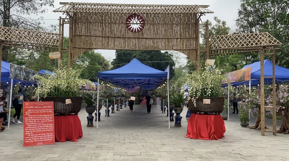 Chậu lan khổng lồ 'con Lạc - cháu Hồng' ở đền Hùng, phải cắt cử bảo vệ đứng canh 16.jpg