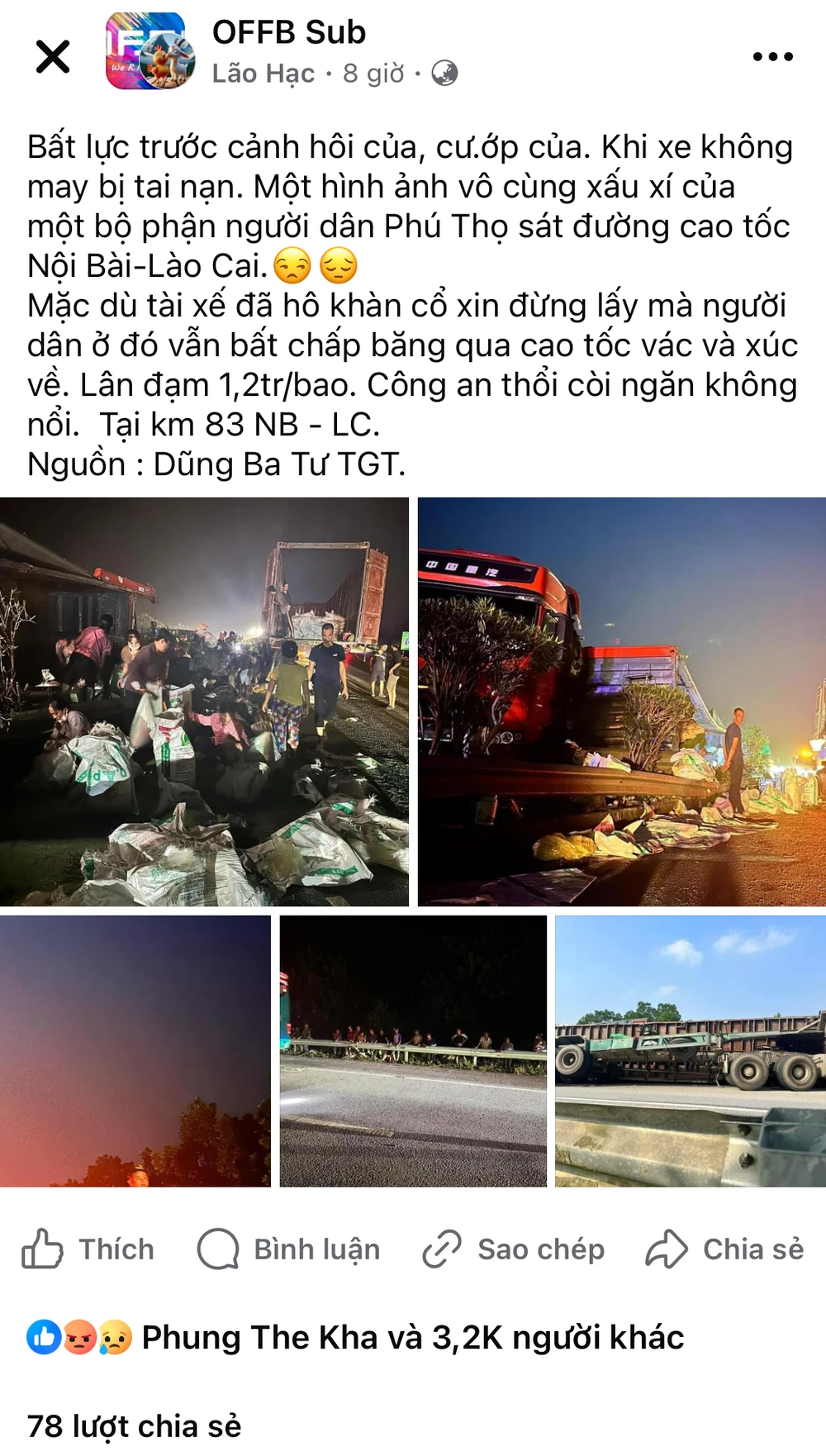 Thực hư vụ nhiều người 'hôi của trên cao tốc' Nội Bài-Lào Cai khi xe gặp tai nạn.jpeg