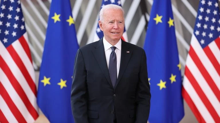 Tổng thống Mỹ Joe Biden tại Hội nghị thượng đỉnh EU-Mỹ ở Brussels, Bỉ, ngày 15-6-2021. Ảnh: RT Tổng thống Mỹ Joe Biden tại Hội nghị thượng đỉnh EU-Mỹ ở Brussels, Bỉ, ngày 15-6-2021. Ảnh: RT