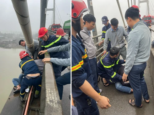 Cảnh sát PCCC và CNCH thuyết phục, cứu thanh niên định nhảy cầu tự tử