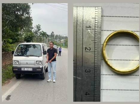 Phương tiện và chiếc nhẫn mà các đối tượng đã cướp của bà H.T.K