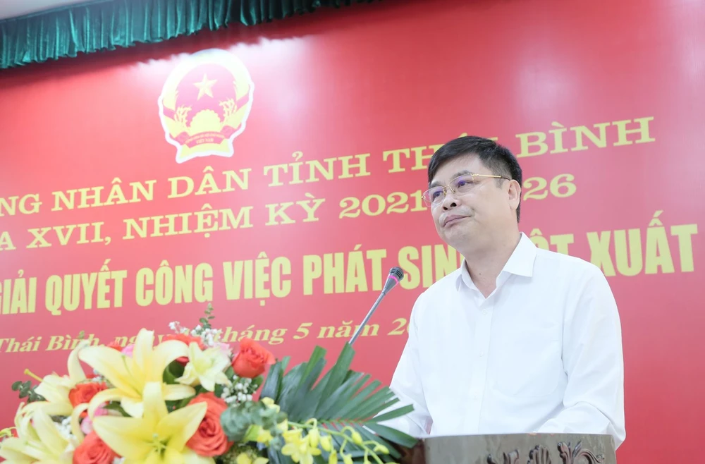Ông Phạm Văn Nghiêm, tân Phó Chủ tịch UBND tỉnh Thái Bình phát biểu nhận nhiệm vụ