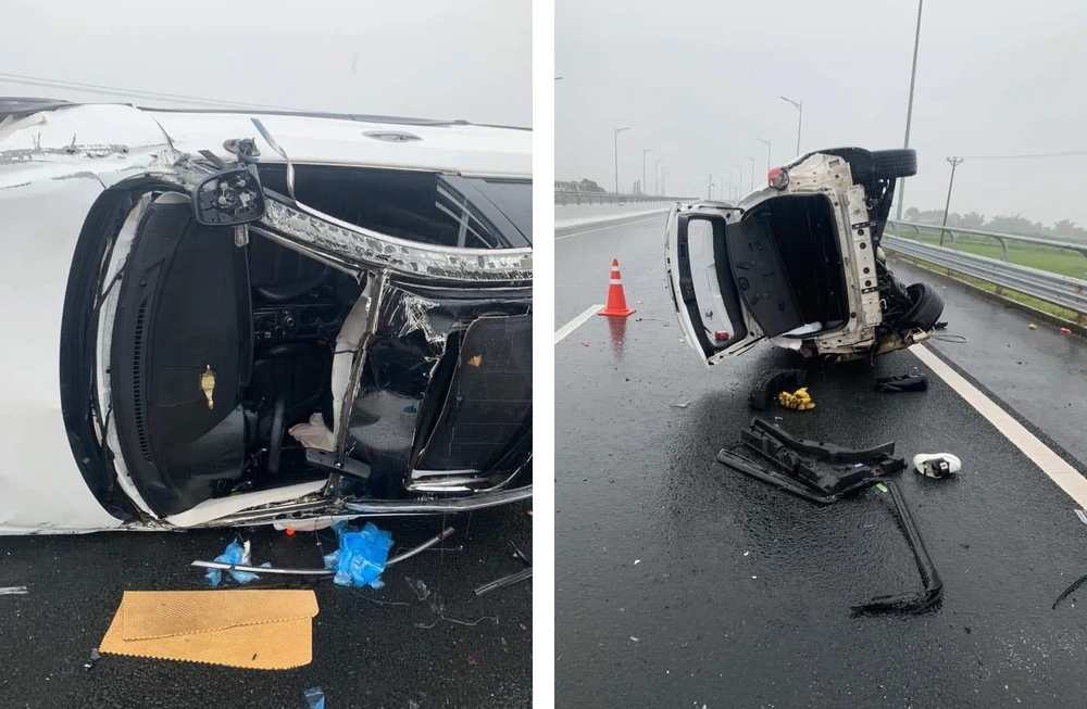 Ô tô con bị lật trên cao tốc Hải Phòng - Móng Cái khiến tài xế tử vong tại chỗ