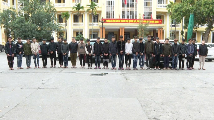 18 thanh niên cầm hung khí đánh nhau tại Thái Bình bị khởi tố. Ảnh: CATB