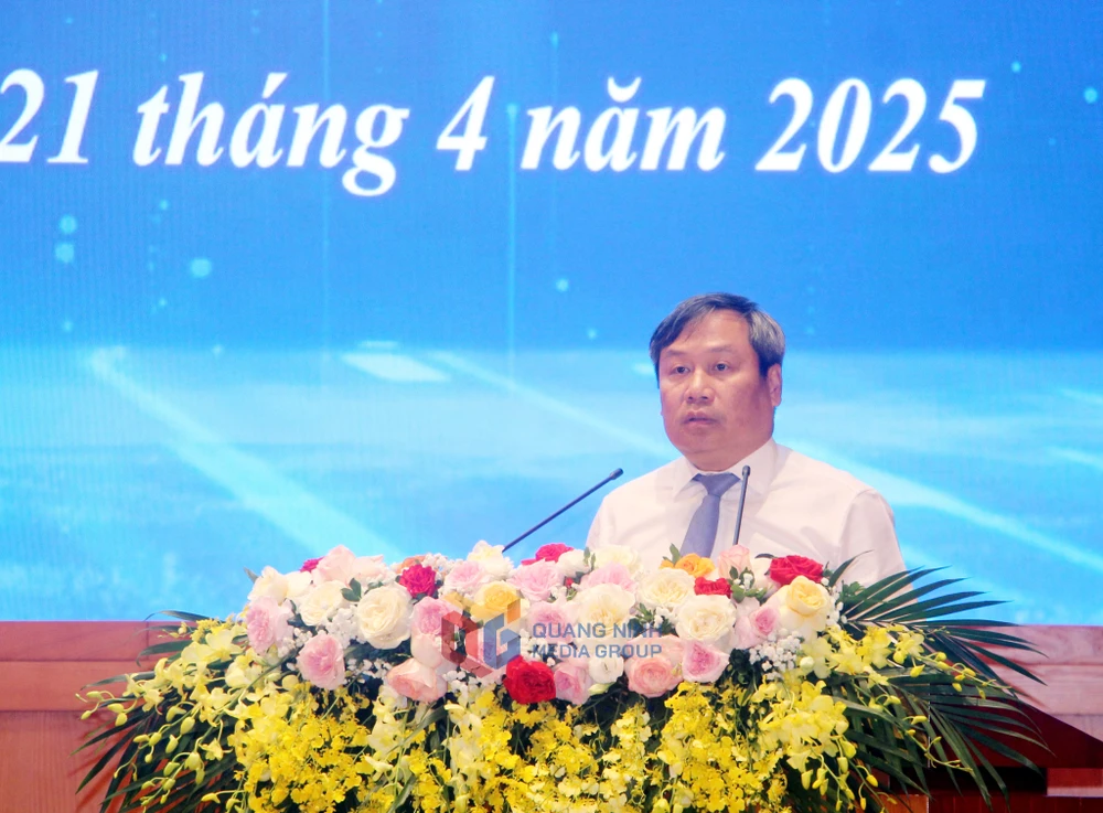 Bí thư Tỉnh ủy Quảng Ninh Vũ Đại Thắng phát biểu tại chương trình. Ảnh: Mạnh Trường QMG