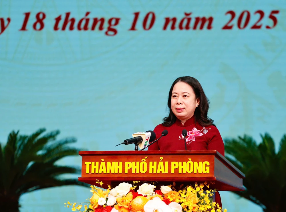 Phó Chủ tịch nước Võ Thị Ánh Xuân phát biểu tại Đại hội thi đua yêu nước thành phố Hải Phòng