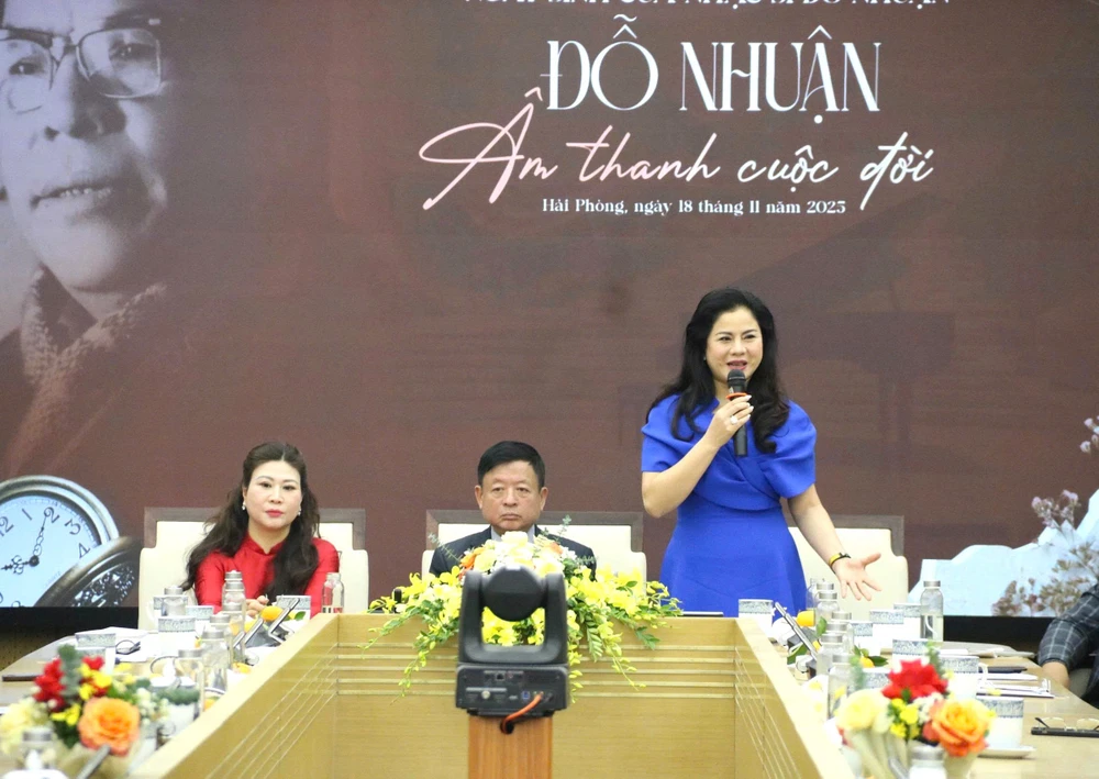 Giám đốc Sở Văn hóa Thể thao và Du lịch Hải Phòng Trần Thị Hoàng Mai thông tin về đêm nhạc về nhạc sĩ Đỗ Nhuận