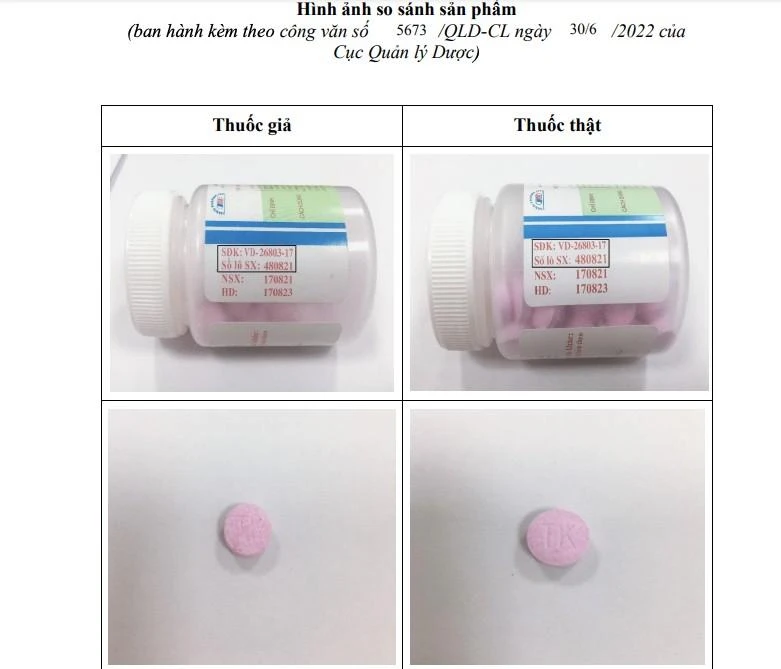 Hình ảnh so sánh sản phẩm. Ảnh: BYT