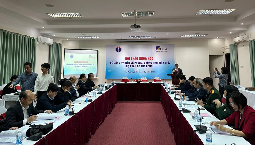 Hội thảo khoa học về Đăng ký hiến và phòng, chống mua bán mô, bộ phận cơ thể người do Bộ Y tế và Hội Khoa học Kinh tế y tế Việt Nam tổ chức ngày 6-2.