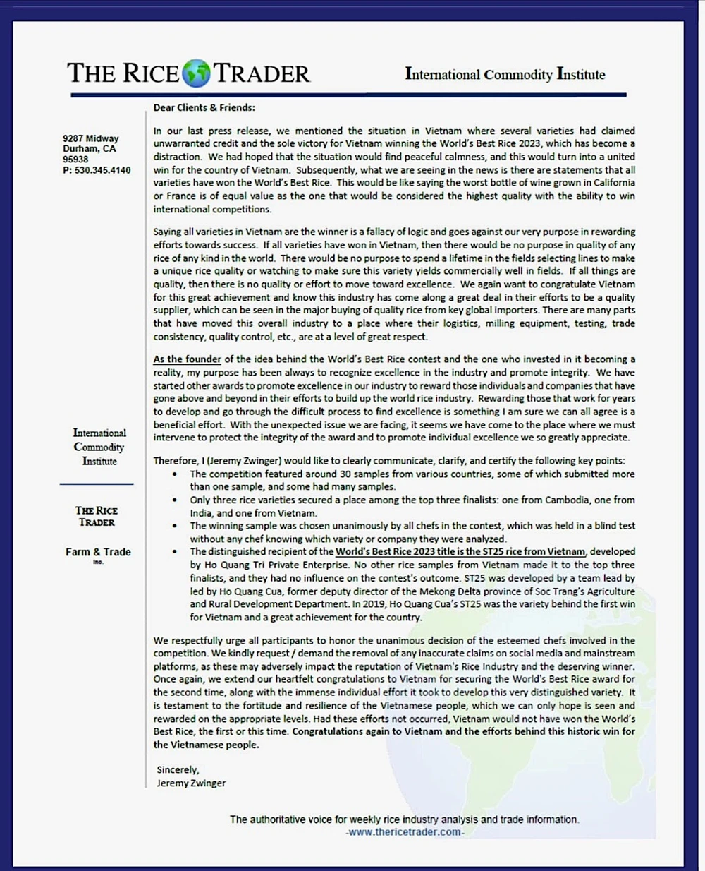 gạo ngon nhất thế giới