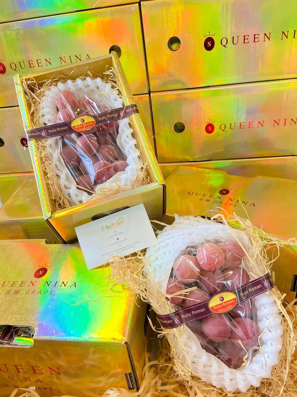 Nho Ruby Roman nhưng đựng trong hộp Queen Nina. ẢNH: Facebook