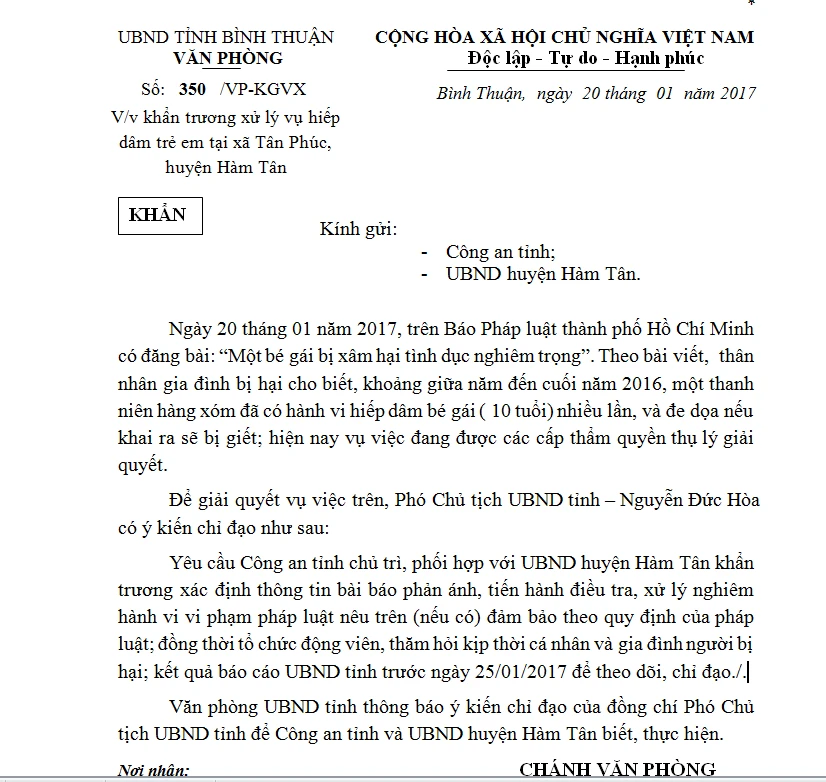 Yêu cầu làm rõ vụ xâm hại bé gái 10 tuổi ảnh 1