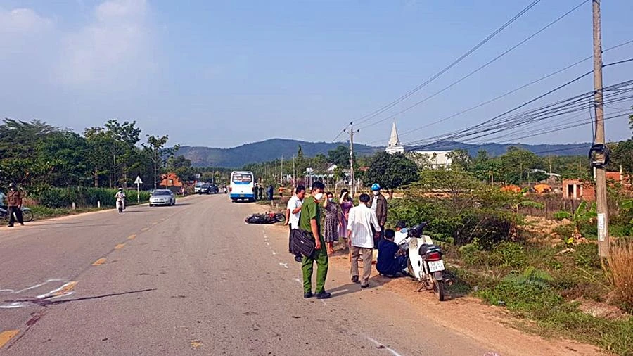 Hiện trường vụ tai nạn. Ảnh NL