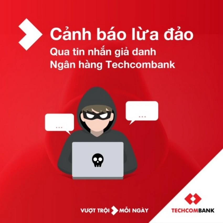Ngân hàng Techcombank cảnh báo tin nhắn lừa đảo. Ảnh minh họa