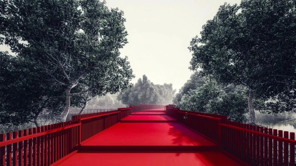 Những lối đi dưới tán cây trong công viên.