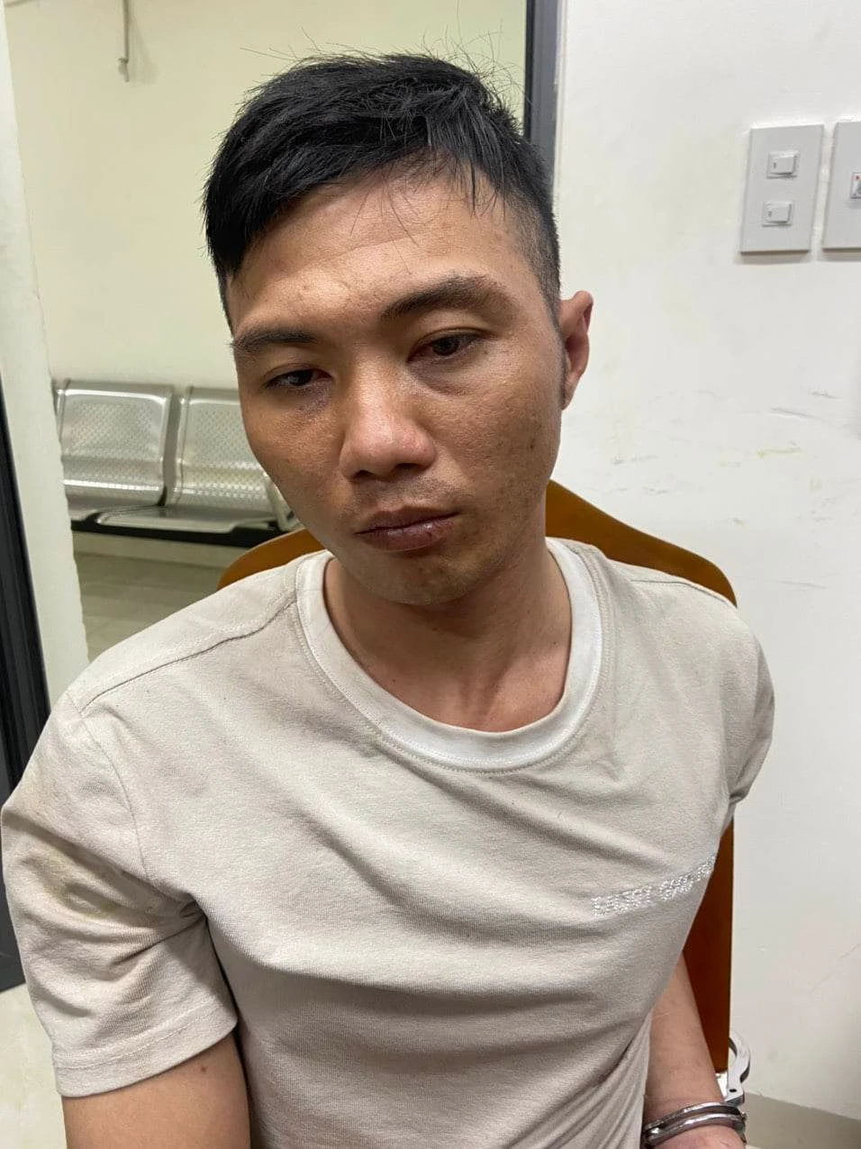 Nguyễn Quốc Thiện lúc mới bị bắt. Ảnh PĐ.