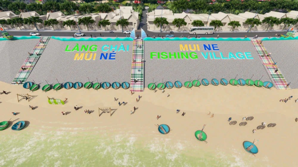Lối xuống bãi biển làng chài Mũi Né theo thiết kế. Lối xuống bãi biển làng chài Mũi Né theo thiết kế.