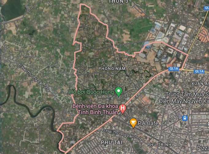 Địa giới hành chính xã Phong Nẫm. Ảnh GOOGLE MAP.