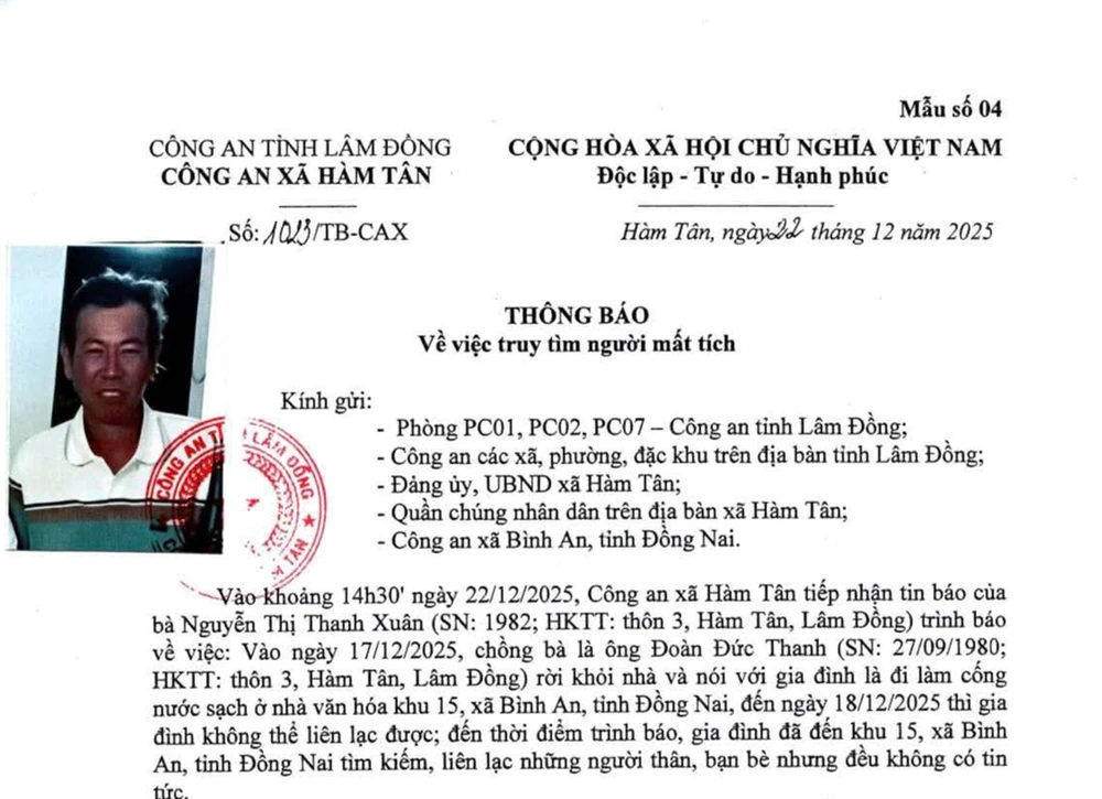 người đàn ông mất tích