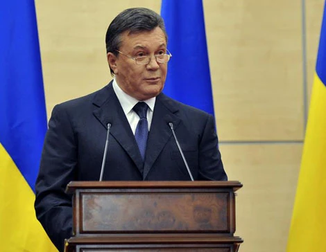 Tổng thống bị lật đổ của Ukraine Viktor Yanukovych phát biểu trong cuộc họp báo chiều ngày 11/3.