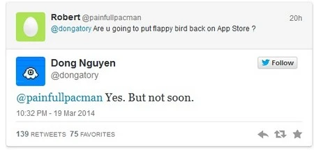 Nguyễn Hà Đông trả lời câu hỏi trên Twitter và xác nhận sẽ hồi sinh Flappy Bird