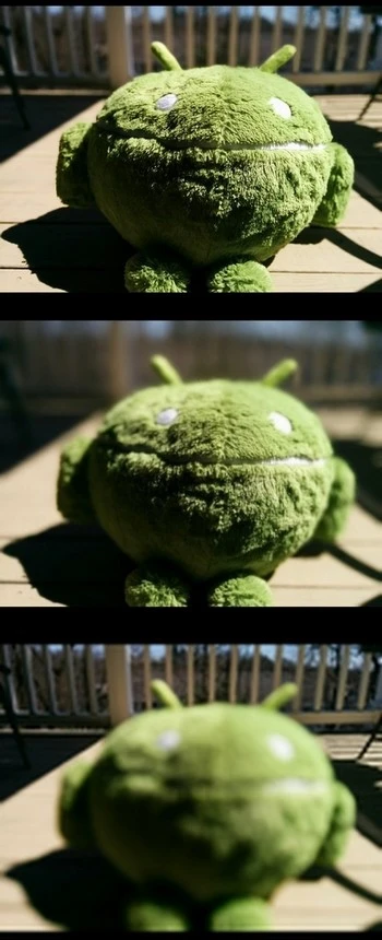 Hình ảnh trước và sau khi chọn điểm lấy nét và làm mờ phông