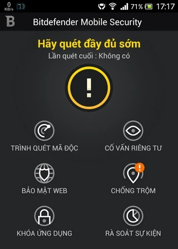 Dưới đây là những tính năng chính của ứng dụng BitDefender Mobile Security & Antivirus: