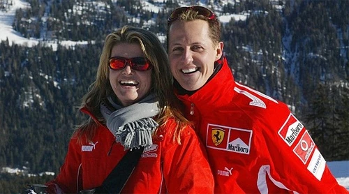 Vợ chồng Schumacher khi huyền thoại người Đức còn bình thường. Ảnh: AFP. anh-1-7134-1405662081.jpg