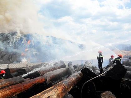 Cháy lớn tại khu chứa gỗ trong cảng Quy Nhơn ảnh 8