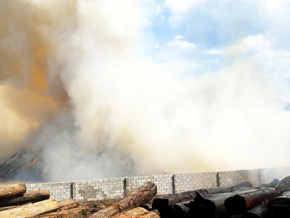 Cháy lớn tại khu chứa gỗ trong cảng Quy Nhơn ảnh 6