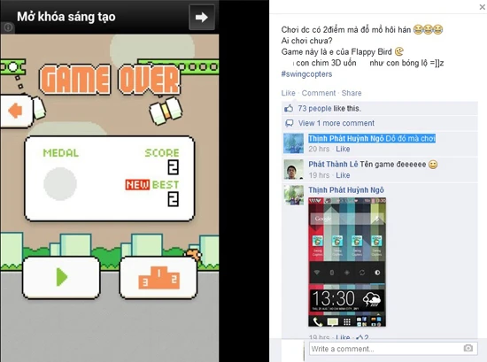 Swing Copters khiến người ta “được có 2 điểm mà đổ mồ hôi trán”. A6-Swing-Copters-Flappy-Bird-Nguyen-Ha-Dong.jpg
