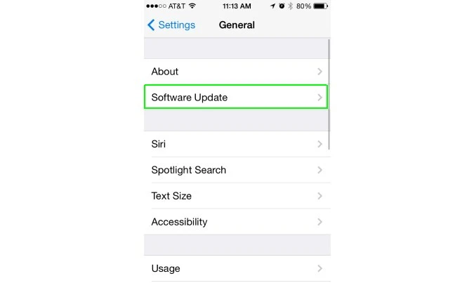 Chọn Software Update