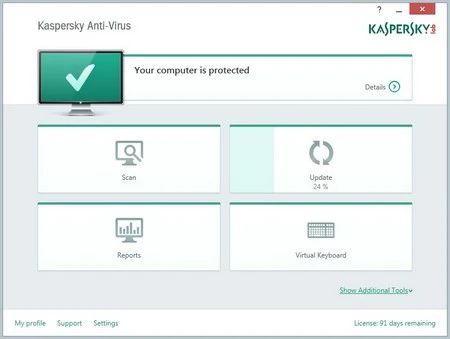 Giao diện mới trên Kaspersky Antivirus 2015 được thiết kế đơn giản và rõ ràng hơn