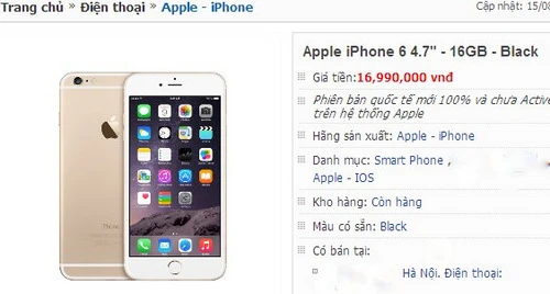 Giá iPhone 6 ở một hệ thống tại Hà Nội. Fullscreen-capture-1132014-851-2419-8982