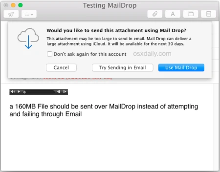Tuyệt chiêu gửi file dung lượng lớn trên Mac OS X với Mail Drop