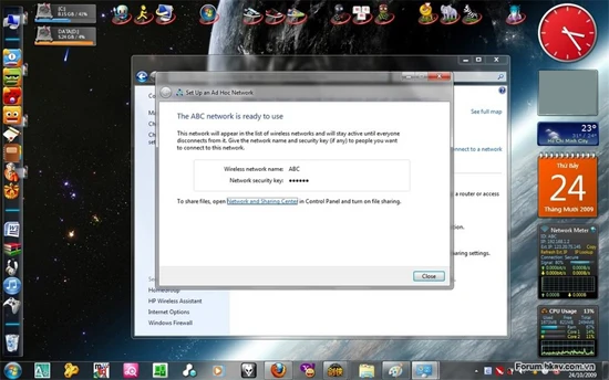Hướng dẫn phát WiFi từ laptop: Ấn Close để kết thúc quá trình cài đặt ban đầu. A5-Phat-WiFi-tu-laptop-Win-8-Win-7.jpg