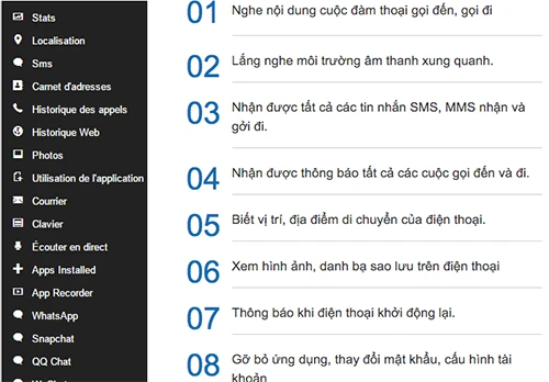 Một phần mềm theo dõi trên smartphone được quảng cáo với nhiều chức năng. gia-dinh-luc-duc-vi-phan-mem-theo-doi-tren-smartphone