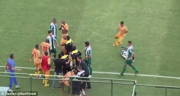 Cầu thủ và CĐV lao vào đánh nhau kinh hoàng trên sân ảnh 5