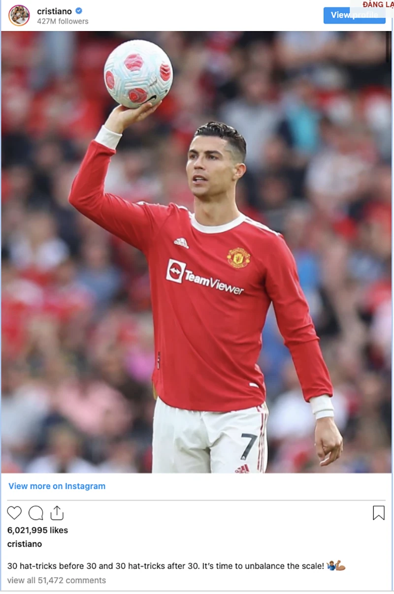 Ronaldo gửi thông điệp trên mạng xã hội. ẢNH: INSTAGRAM RONALDO