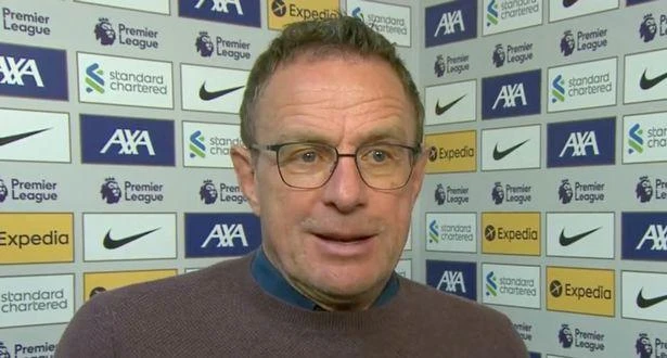 Rangnick trả lời phỏng vấn truyền thông sau trận đấu. ẢNH: SKY SPORTS