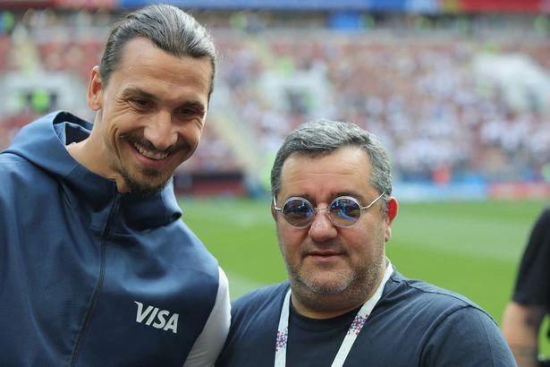 Mino Raiola và Ibrahimovich. ẢNH: GETTY