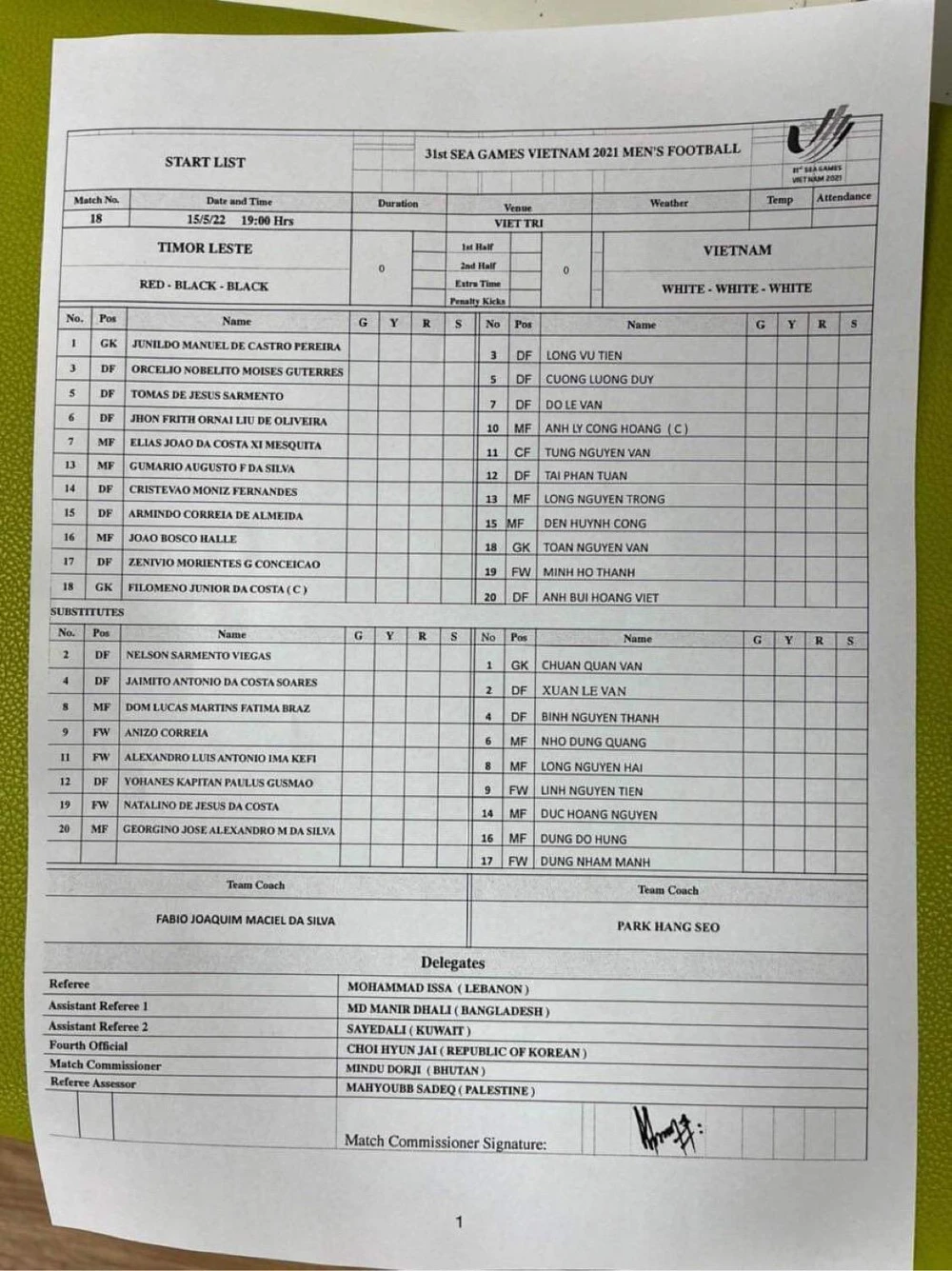 Đội hình ra sân của hai đội. ẢNH: CÔNG TUẤN