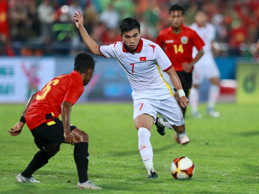 Trận U-23 Việt Nam thắng U-23 Đông Timor ở lượt cuối vòng bảng. ẢNH: ANH PHƯƠNG