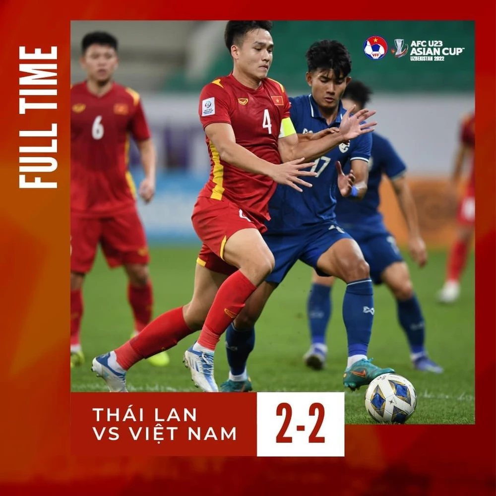 U-23 Việt Nam hoà đáng tiếc U-23 Thái Lan. ẢNH: VFF
